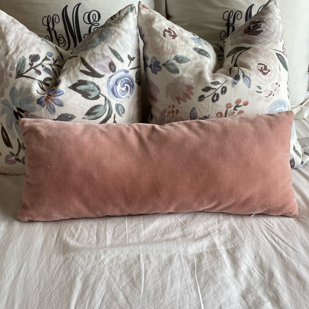 Pink Velvet Lumbar Pillow Cover